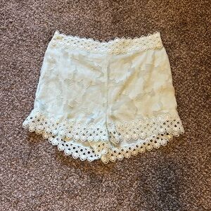Francesca's Collections Lace Trim High Waist Shorts - light green
